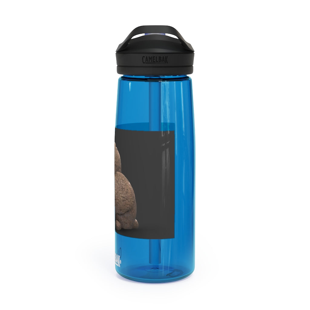 Rocks CamelBak Eddy® Water Bottle in 20oz and 25oz sizes, showcasing its durable Tritan™ material and spill-proof design.